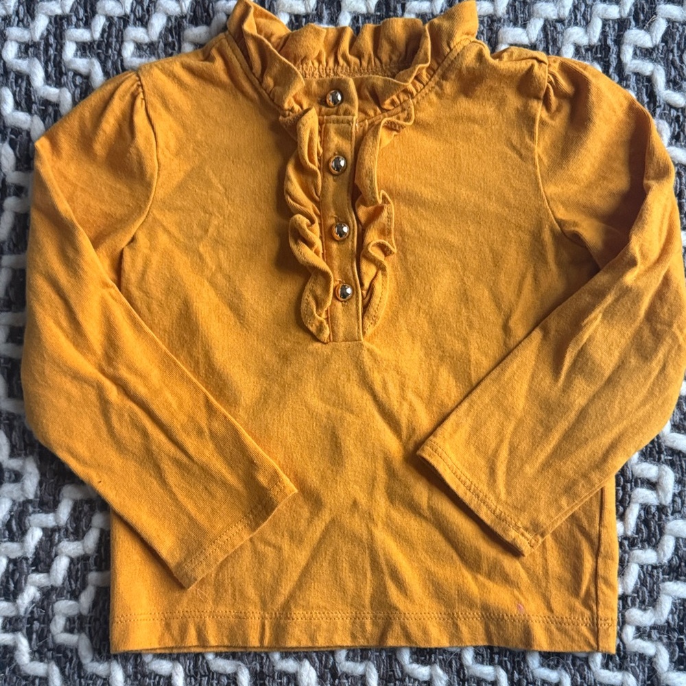 Janie and Jack Golden Ruffle Long Sleeve Tee